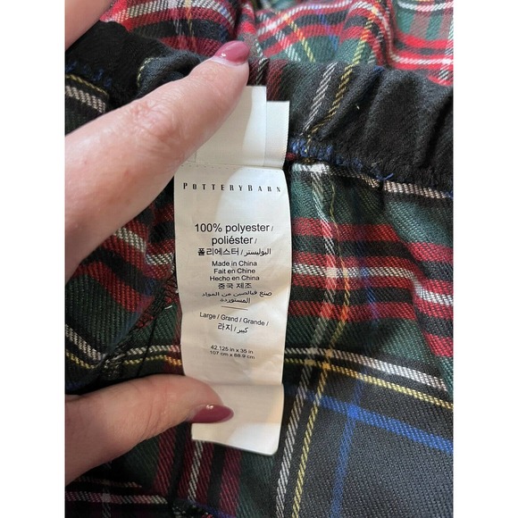 Pottery Barn Mens Pajamas Holiday Plaid Size Large Red and Green M8 - Picture 4 of 7
